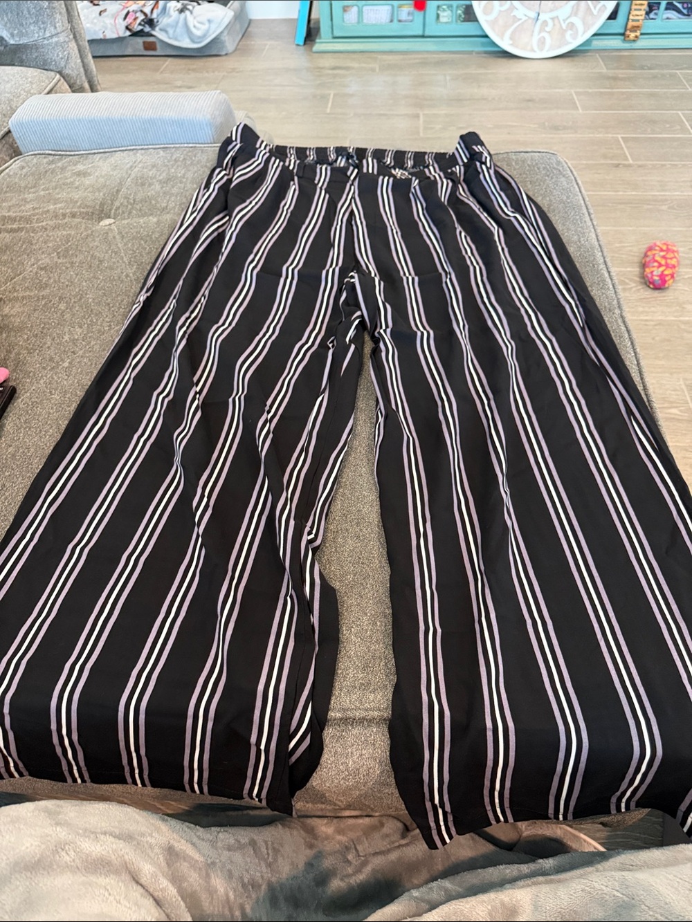 Black Wide Leg Striped Pants